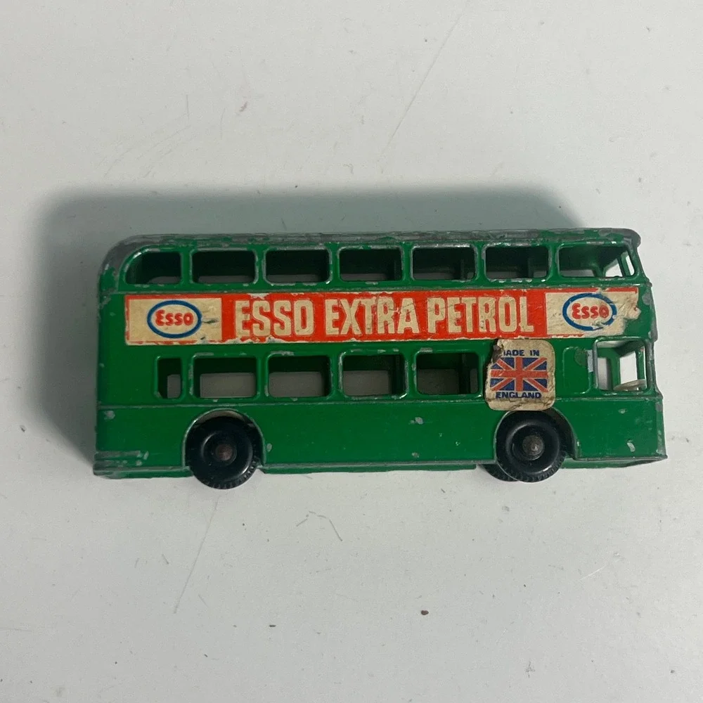 Vintage Matchbox Lesney No 74 Daimler Bus Green Esso Extra Petrol Made England